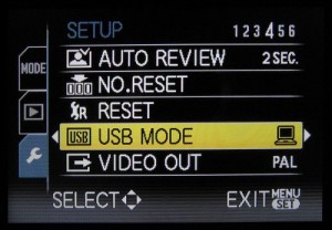 USB mode option on LX3 in setup menu